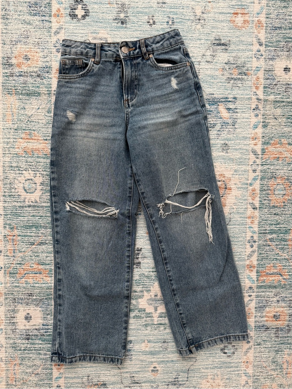 Girl’s Distressed Wide Leg  Jeans – Blue U Kids Size 10yrs